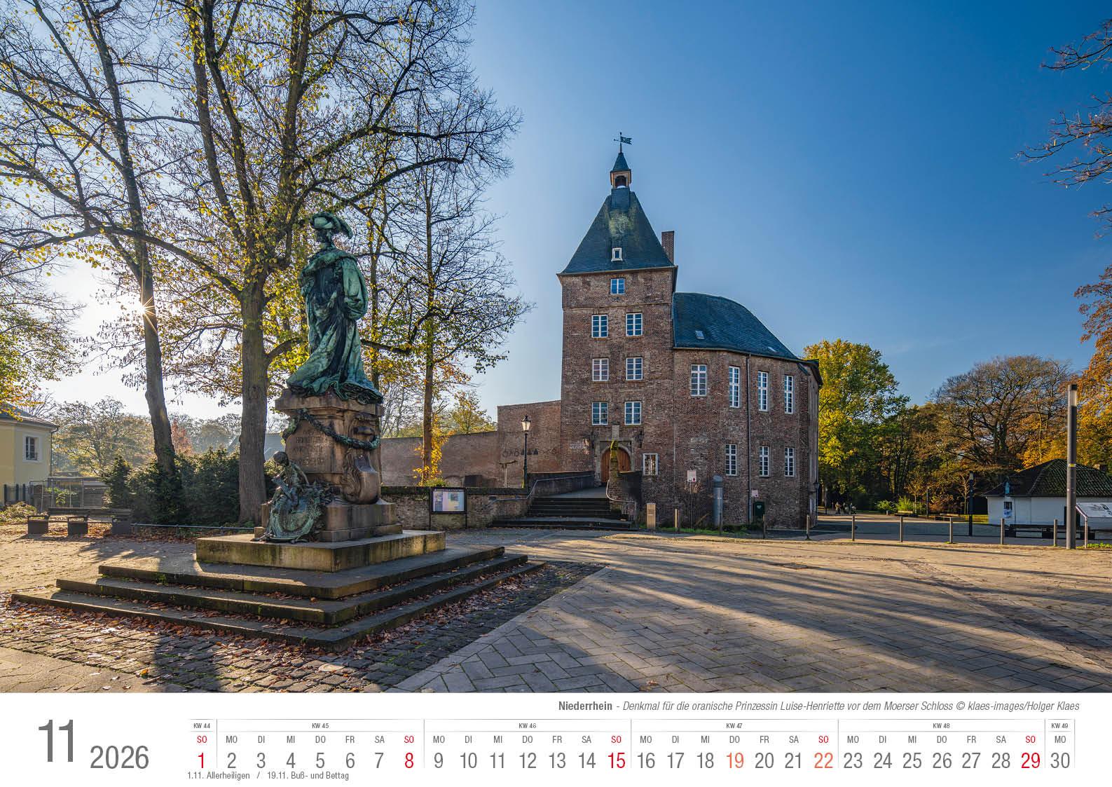 Beispielinhalt (Bild) Niederrhein 2026 Bildkalender A3 Spiralbindung