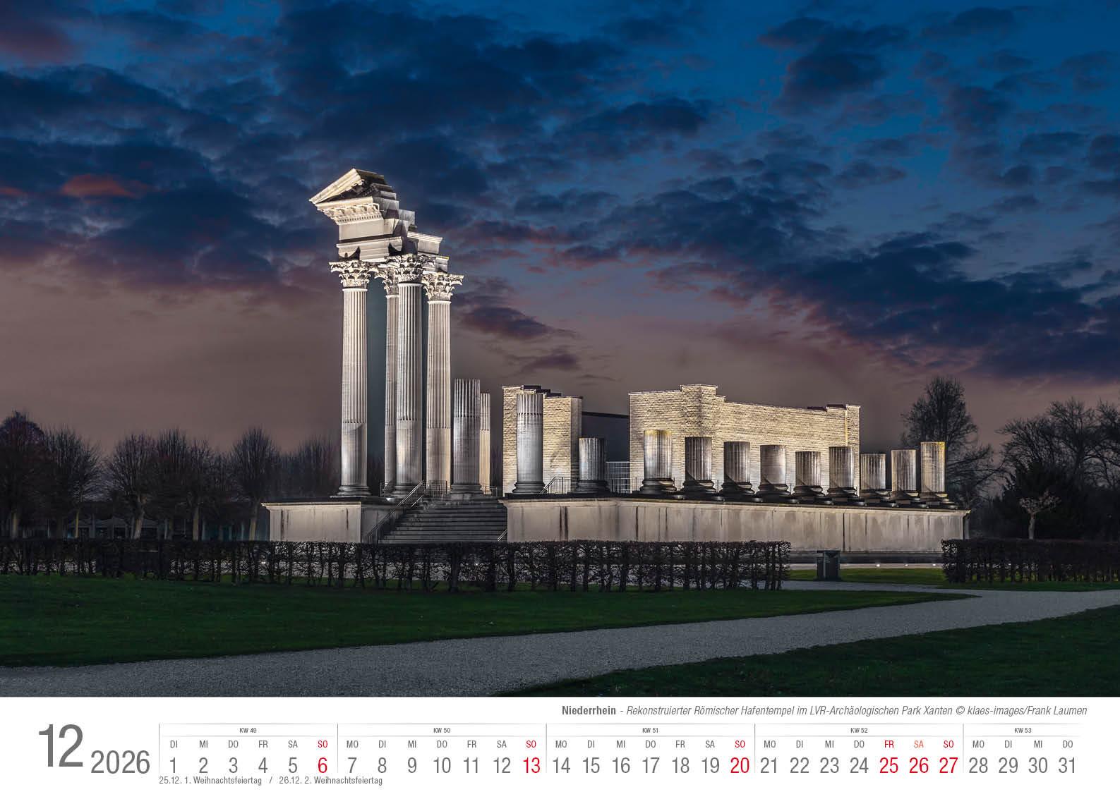 Beispielinhalt (Bild) Niederrhein 2026 Bildkalender A3 Spiralbindung