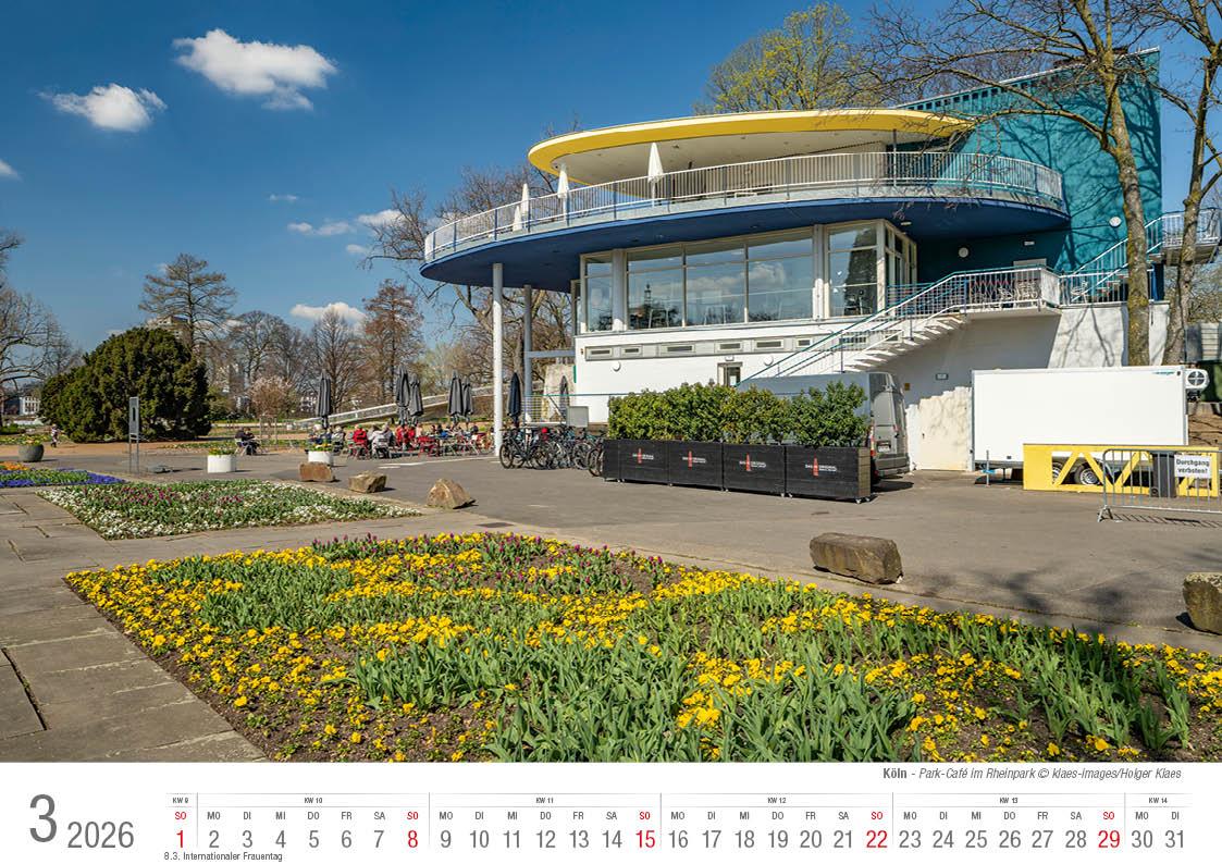 Beispielinhalt (Bild) Köln 2026 Bildkalender A4 quer, spiralgebunden