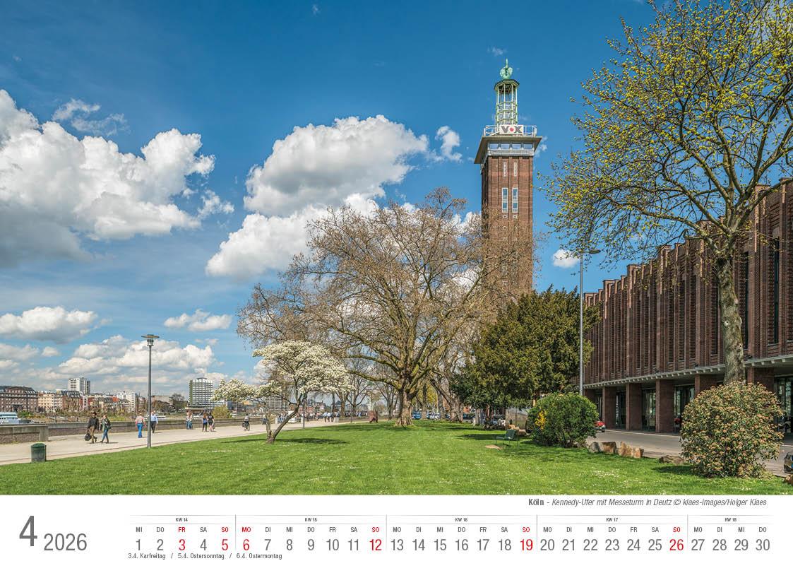 Beispielinhalt (Bild) Köln 2026 Bildkalender A4 quer, spiralgebunden