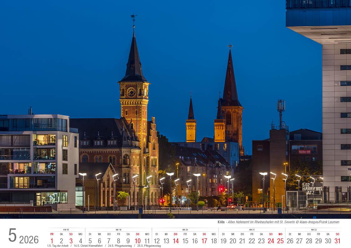 Beispielinhalt (Bild) Köln 2026 Bildkalender A4 quer, spiralgebunden