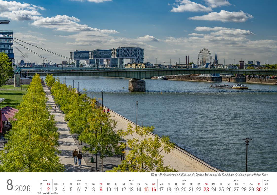Beispielinhalt (Bild) Köln 2026 Bildkalender A4 quer, spiralgebunden