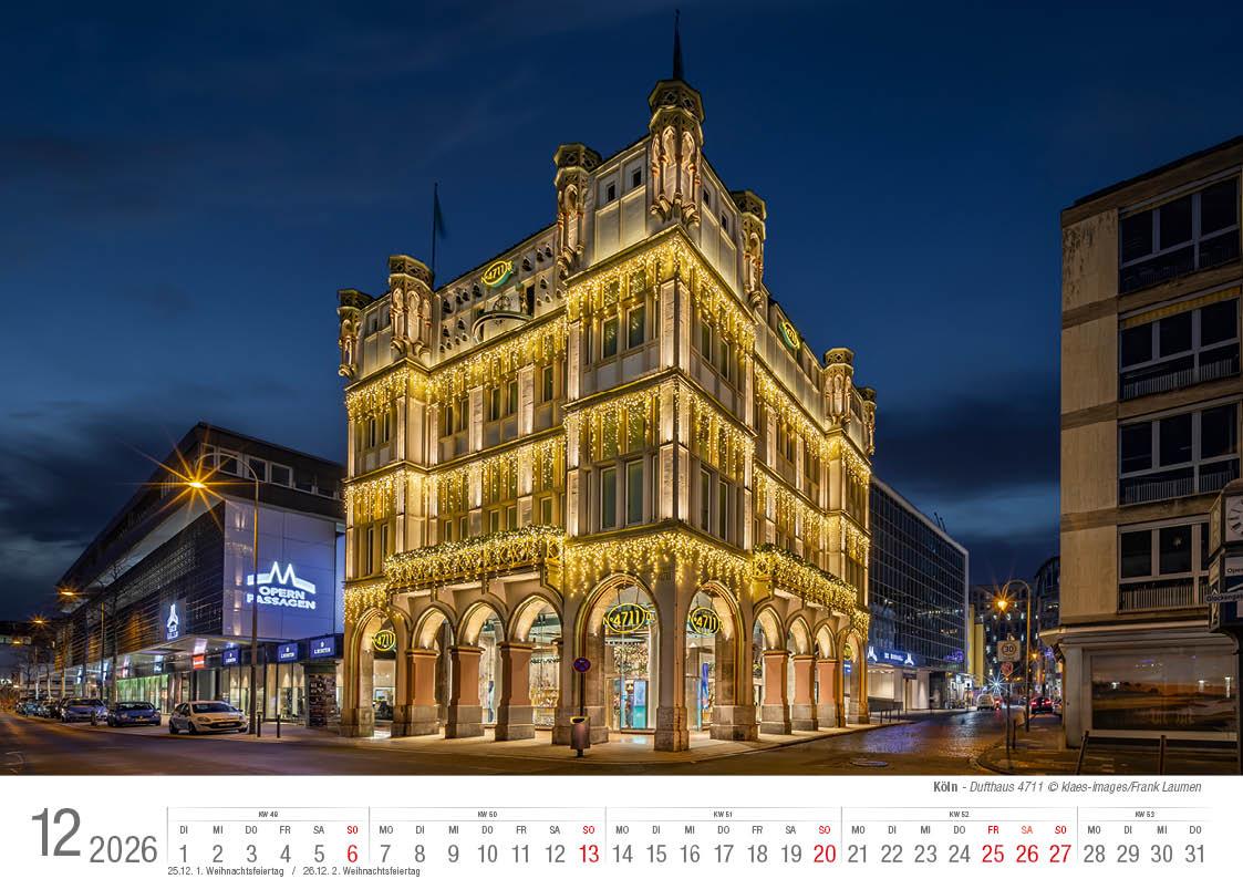 Beispielinhalt (Bild) Köln 2026 Bildkalender A4 quer, spiralgebunden