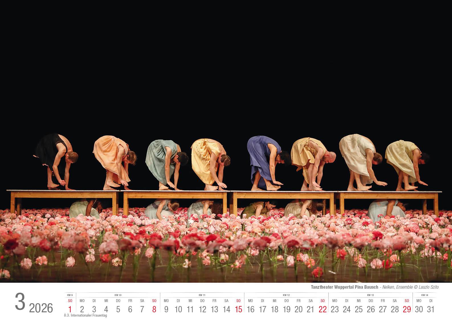Beispielinhalt (Bild) Tanztheater Wuppertal Pina Bausch 2026 Bildkalender A3 Spiralbindung