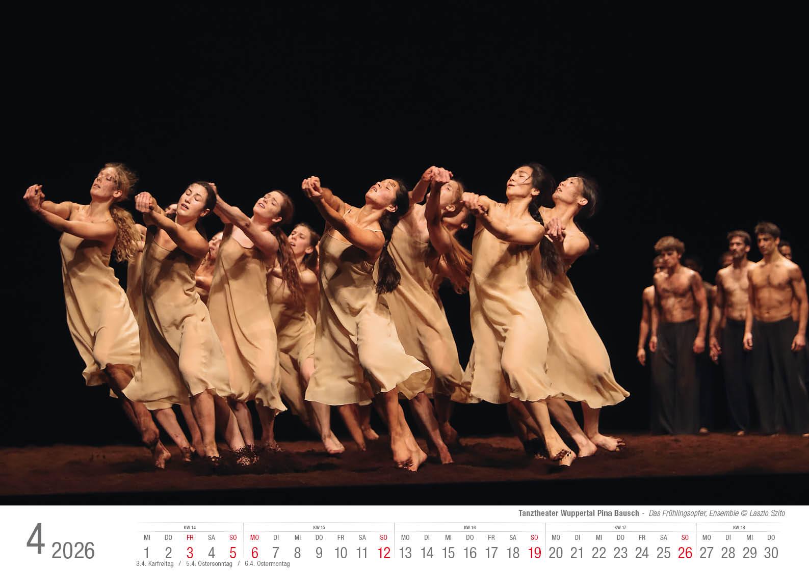 Beispielinhalt (Bild) Tanztheater Wuppertal Pina Bausch 2026 Bildkalender A3 Spiralbindung