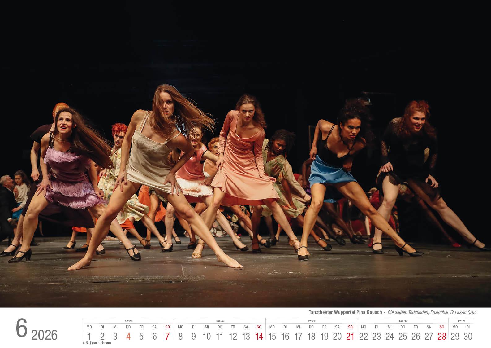 Beispielinhalt (Bild) Tanztheater Wuppertal Pina Bausch 2026 Bildkalender A3 Spiralbindung