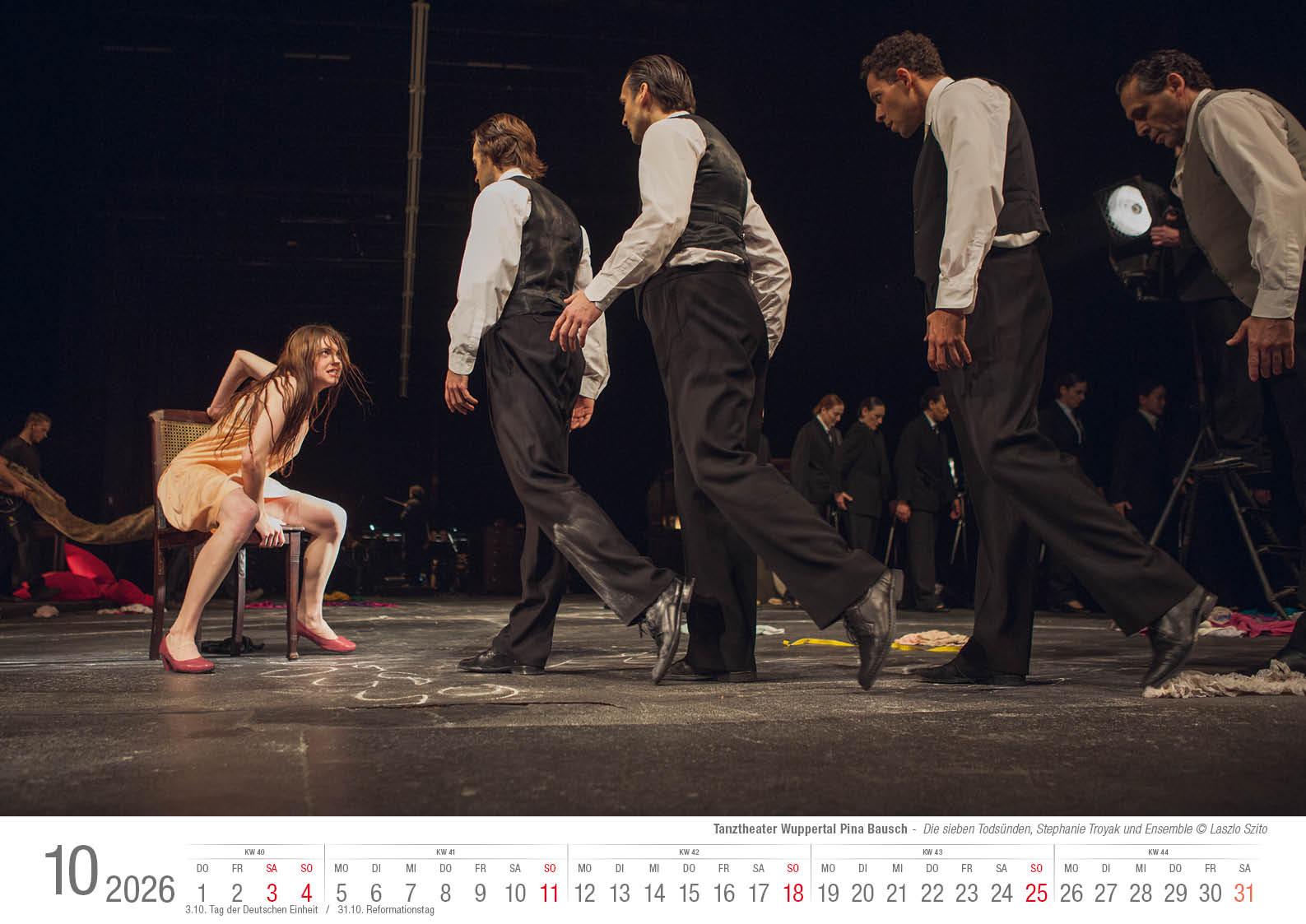 Beispielinhalt (Bild) Tanztheater Wuppertal Pina Bausch 2026 Bildkalender A3 Spiralbindung