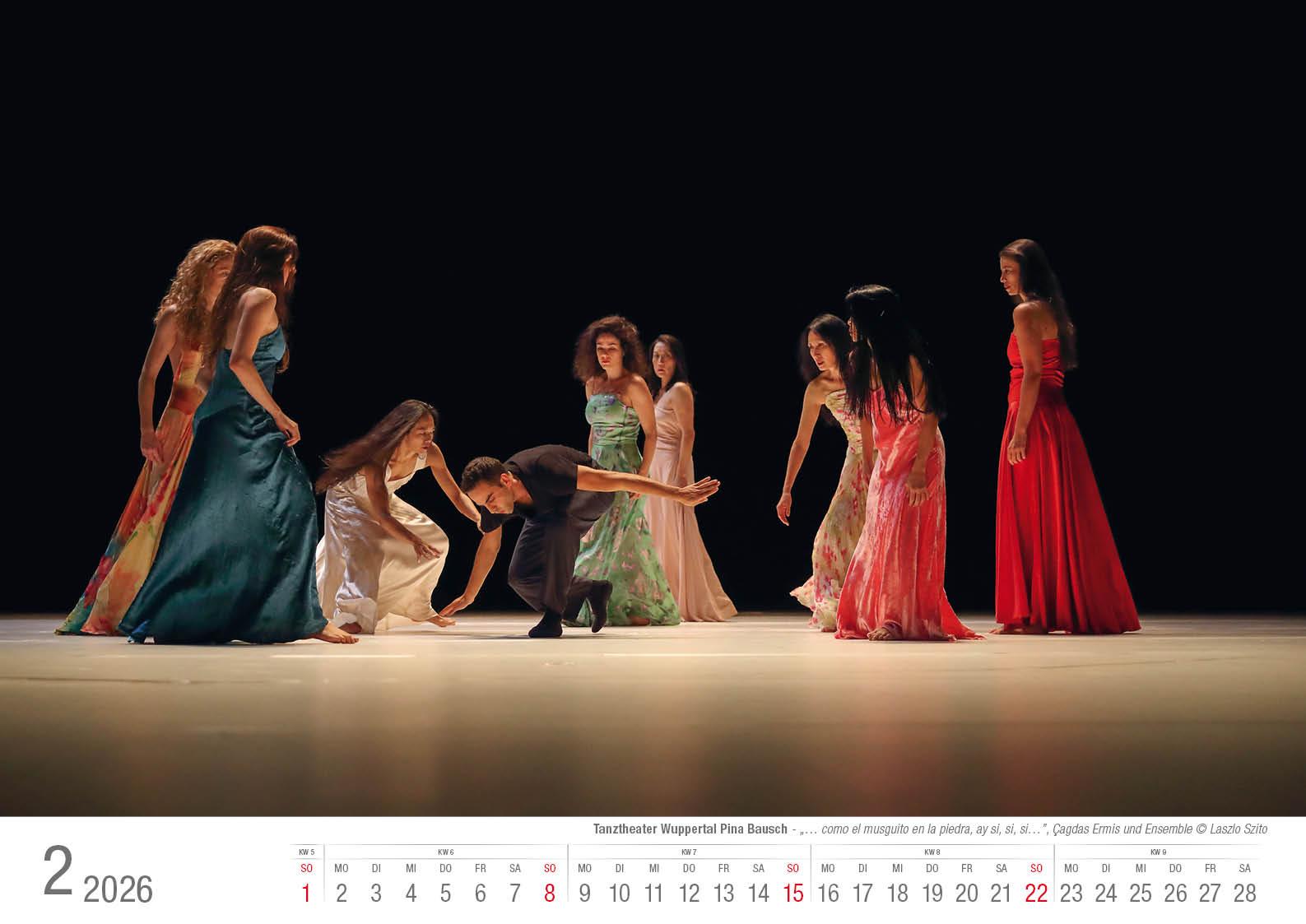 Beispielinhalt (Bild) Tanztheater Wuppertal Pina Bausch 2026 Bildkalender A3 Spiralbindung