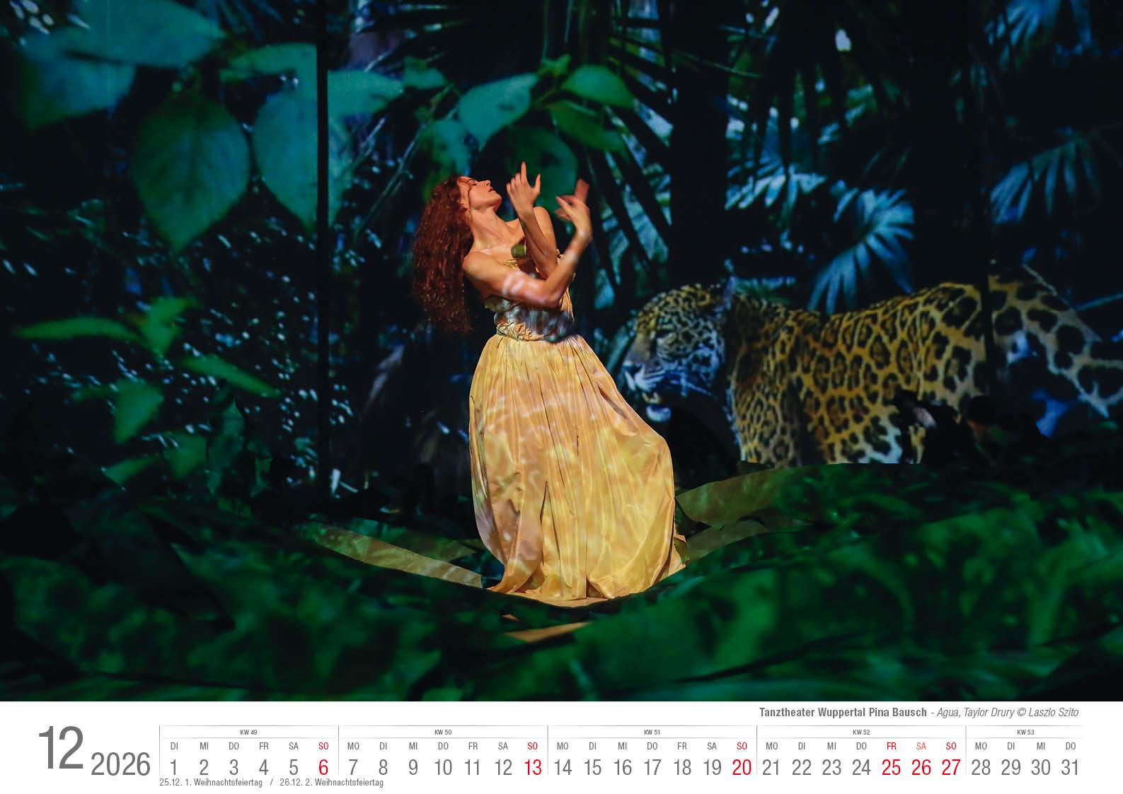 Beispielinhalt (Bild) Tanztheater Wuppertal Pina Bausch 2026 Bildkalender A3 Spiralbindung