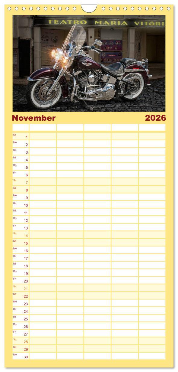 Beispielinhalt (Bild) Familienplaner 2026 - Motorrad-Träume - Chopper und Custombikes mit 5 Spalten (Wandkalender, 21 x 45 cm) CALVENDO