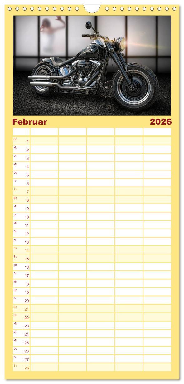 Beispielinhalt (Bild) Familienplaner 2026 - Motorrad-Träume - Chopper und Custombikes mit 5 Spalten (Wandkalender, 21 x 45 cm) CALVENDO