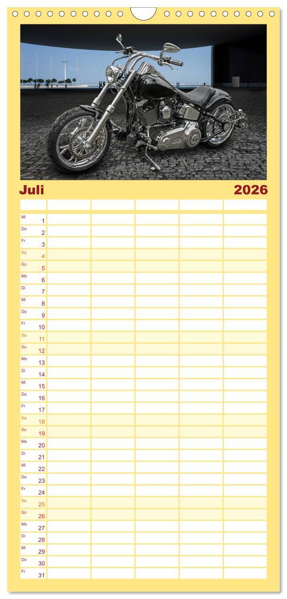 Beispielinhalt (Bild) Familienplaner 2026 - Motorrad-Träume - Chopper und Custombikes mit 5 Spalten (Wandkalender, 21 x 45 cm) CALVENDO