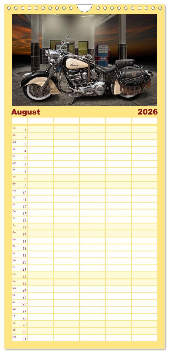 Beispielinhalt (Bild) Familienplaner 2026 - Motorrad-Träume - Chopper und Custombikes mit 5 Spalten (Wandkalender, 21 x 45 cm) CALVENDO