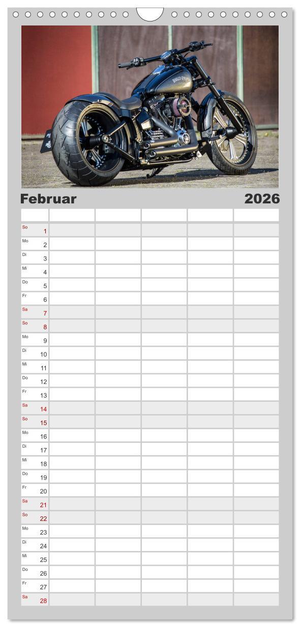 Beispielinhalt (Bild) Familienplaner 2026 - Exklusive Best of Fat Ass Custombike Edition, feinste Harleys mit fettem Hintern mit 5 Spalten (Wandkalender, 21 x 45 cm) CALVENDO