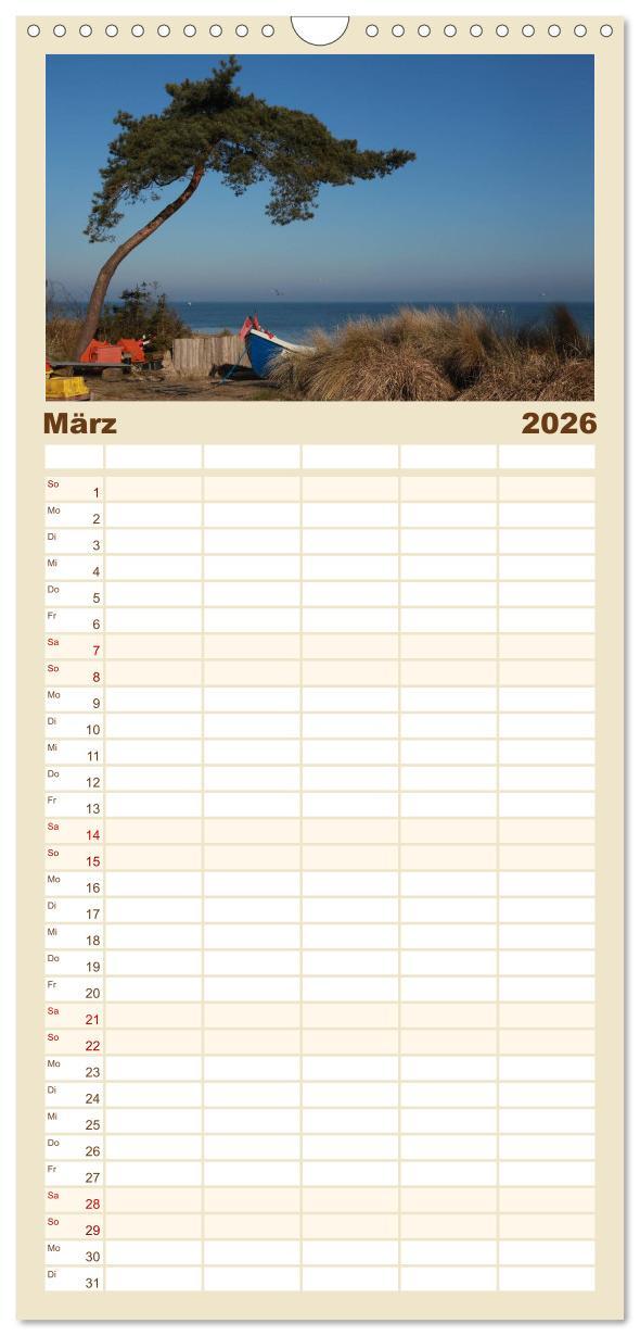 Beispielinhalt (Bild) Familienplaner 2026 - Usedomfotos mit 5 Spalten (Wandkalender, 21 x 45 cm) CALVENDO