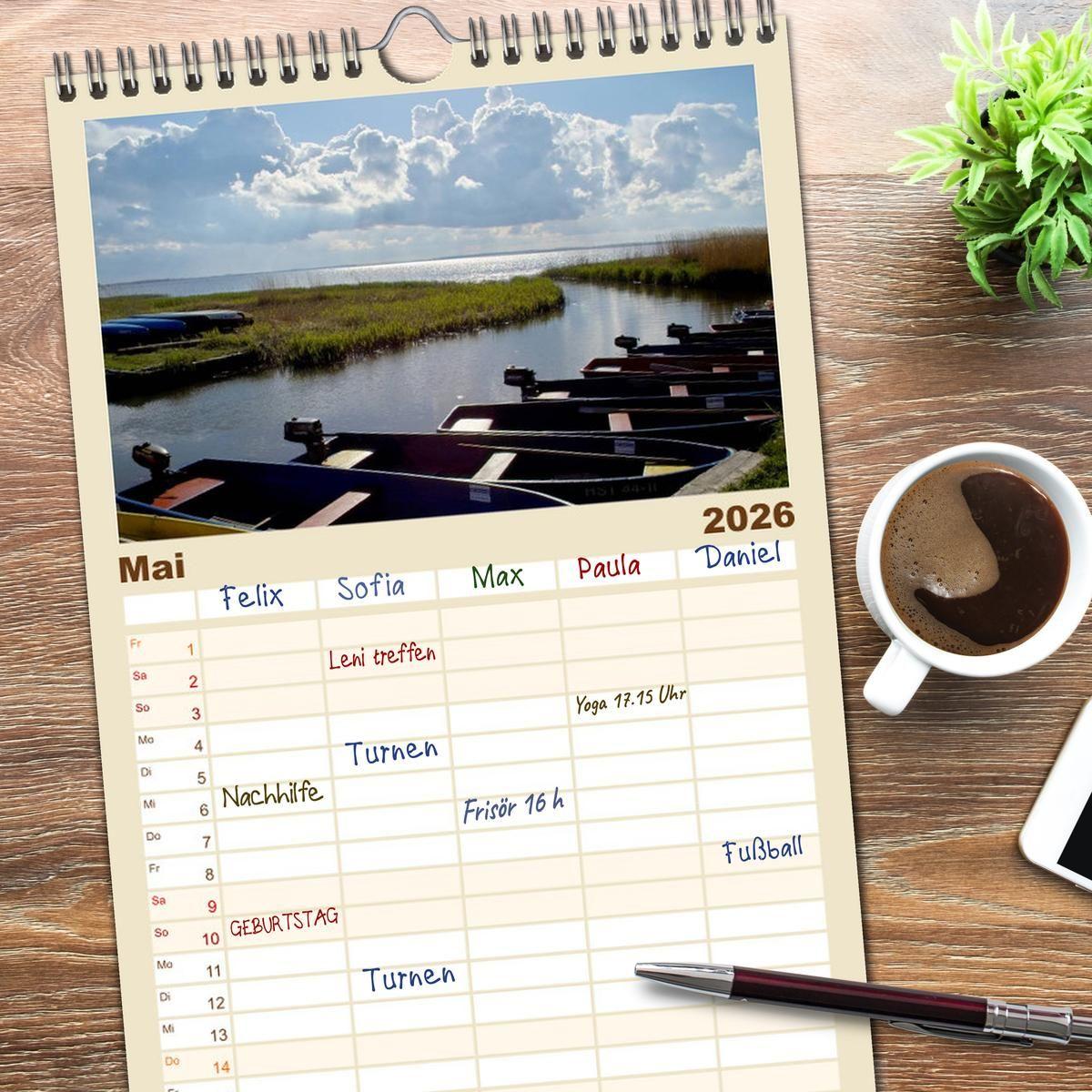 Beispielinhalt (Bild) Familienplaner 2026 - Usedomfotos mit 5 Spalten (Wandkalender, 21 x 45 cm) CALVENDO