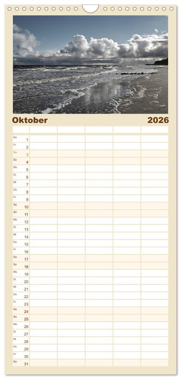 Beispielinhalt (Bild) Familienplaner 2026 - Usedomfotos mit 5 Spalten (Wandkalender, 21 x 45 cm) CALVENDO