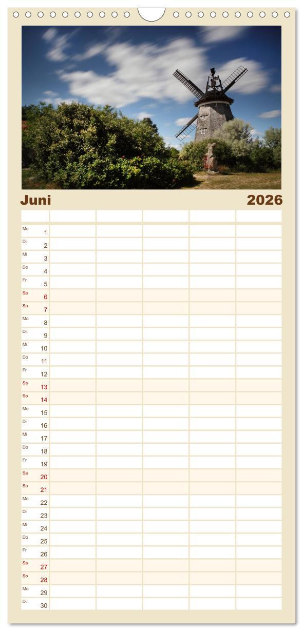 Beispielinhalt (Bild) Familienplaner 2026 - Usedomfotos mit 5 Spalten (Wandkalender, 21 x 45 cm) CALVENDO