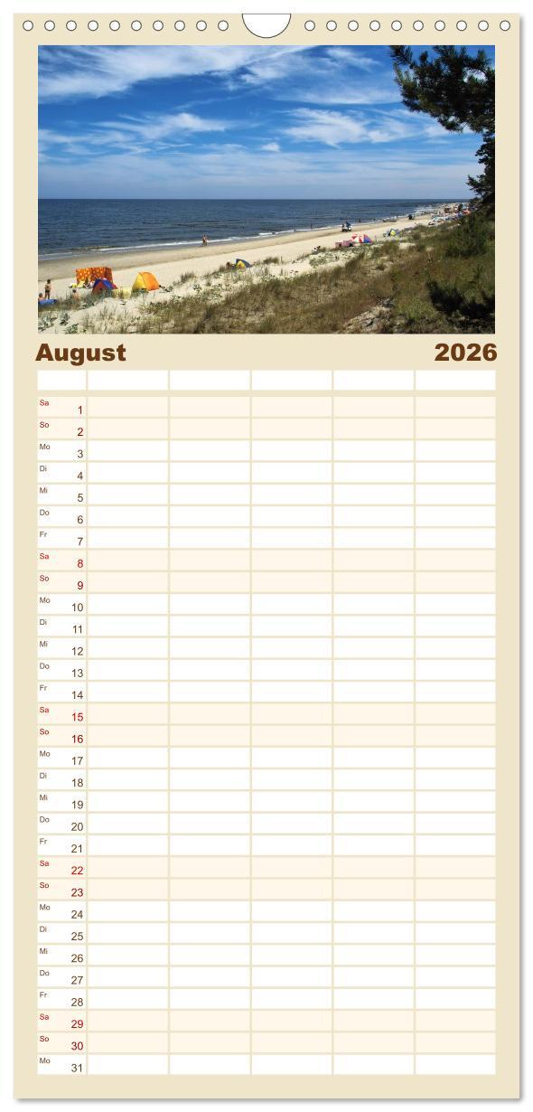 Beispielinhalt (Bild) Familienplaner 2026 - Usedomfotos mit 5 Spalten (Wandkalender, 21 x 45 cm) CALVENDO