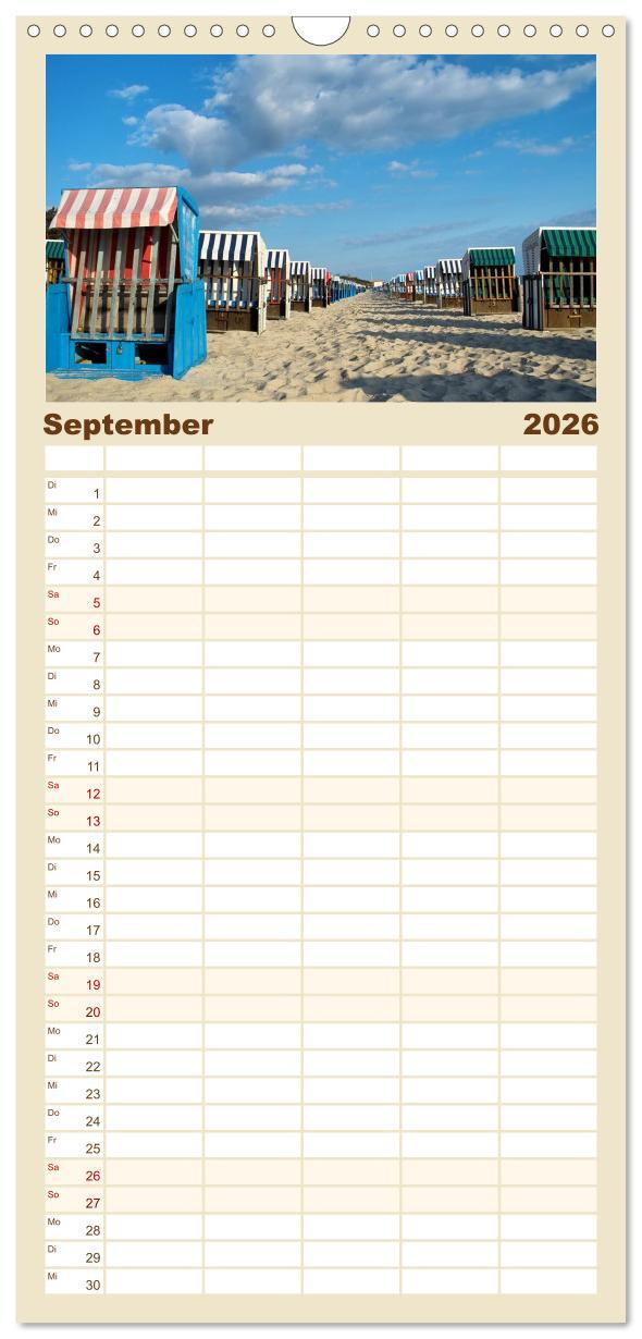 Beispielinhalt (Bild) Familienplaner 2026 - Usedomfotos mit 5 Spalten (Wandkalender, 21 x 45 cm) CALVENDO