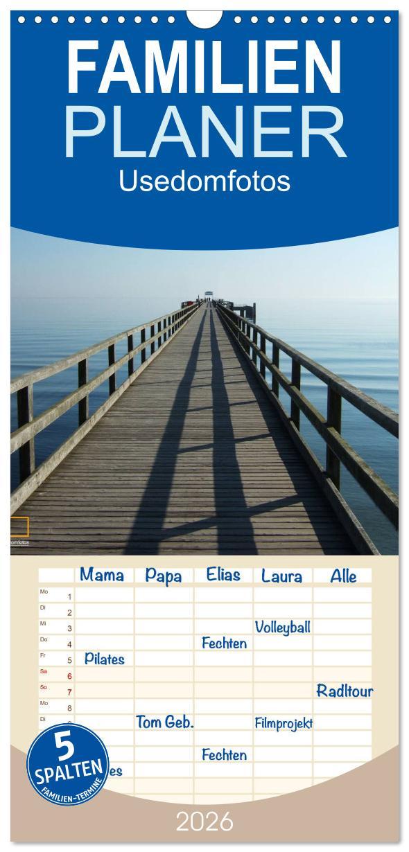 Vorderes Coverbild Familienplaner 2026 - Usedomfotos mit 5 Spalten (Wandkalender, 21 x 45 cm) CALVENDO