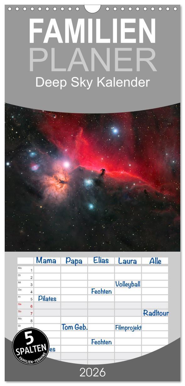 Vorderes Coverbild Familienplaner 2026 - Deep Sky Kalender mit 5 Spalten (Wandkalender, 21 x 45 cm) CALVENDO