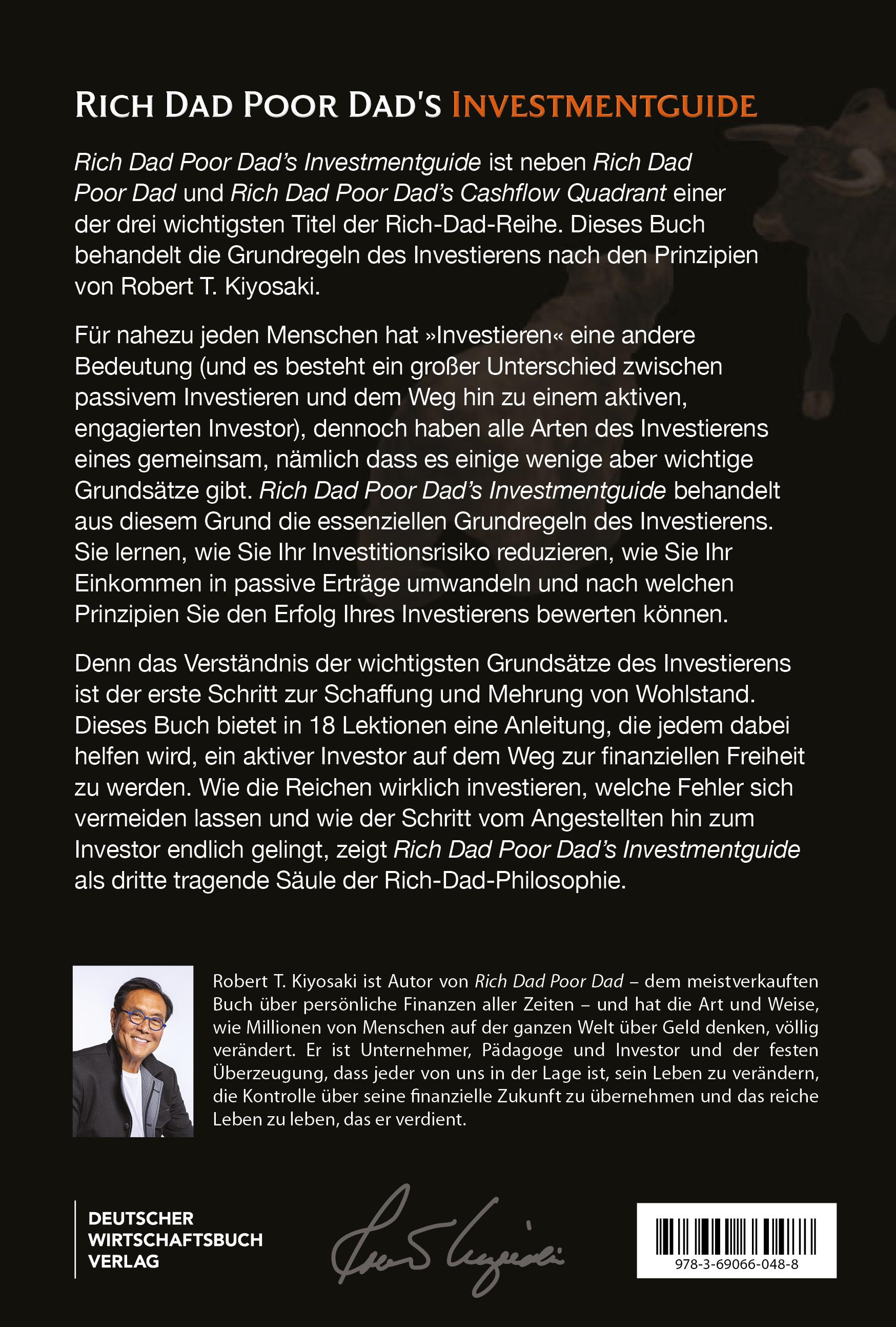 Rückseitencover Rich Dad Poor Dad's Investmentguide