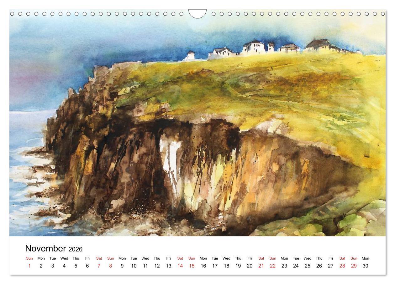 Beispielinhalt (Bild) WATERCOLOR IMPRESSIONS (Wall Calendar 2026 DIN A3 landscape), CALVENDO 12 Month Wall Calendar