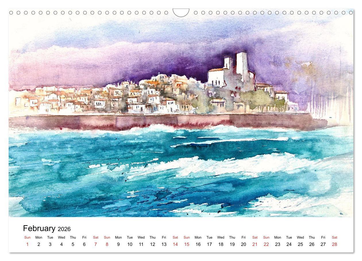 Beispielinhalt (Bild) WATERCOLOR IMPRESSIONS (Wall Calendar 2026 DIN A3 landscape), CALVENDO 12 Month Wall Calendar
