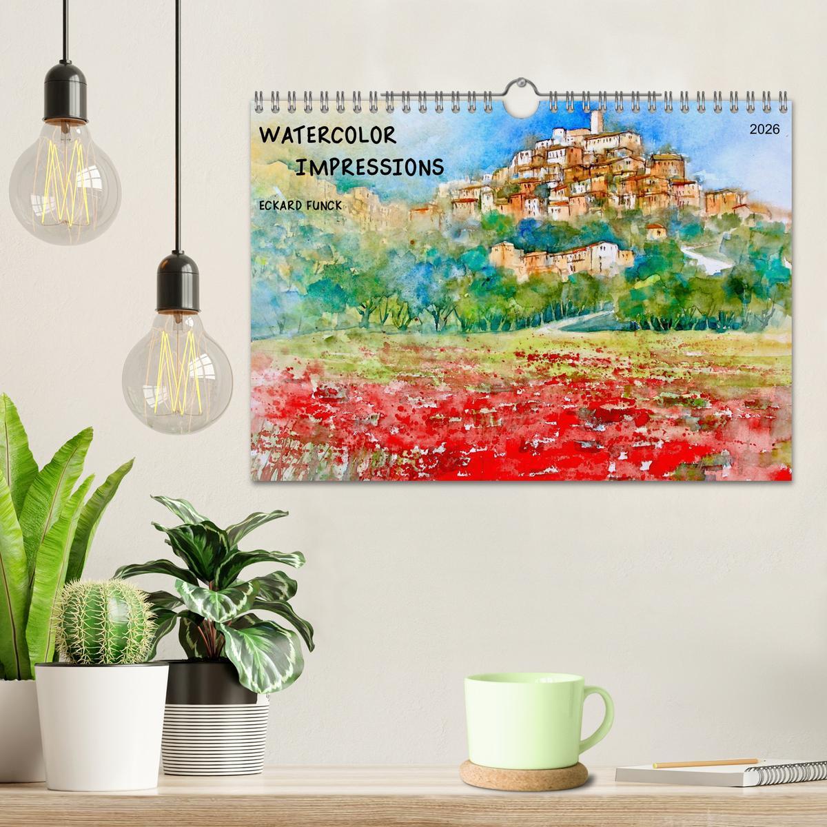 Beispielinhalt (Bild) WATERCOLOR IMPRESSIONS (Wall Calendar 2026 DIN A4 landscape), CALVENDO 12 Month Wall Calendar