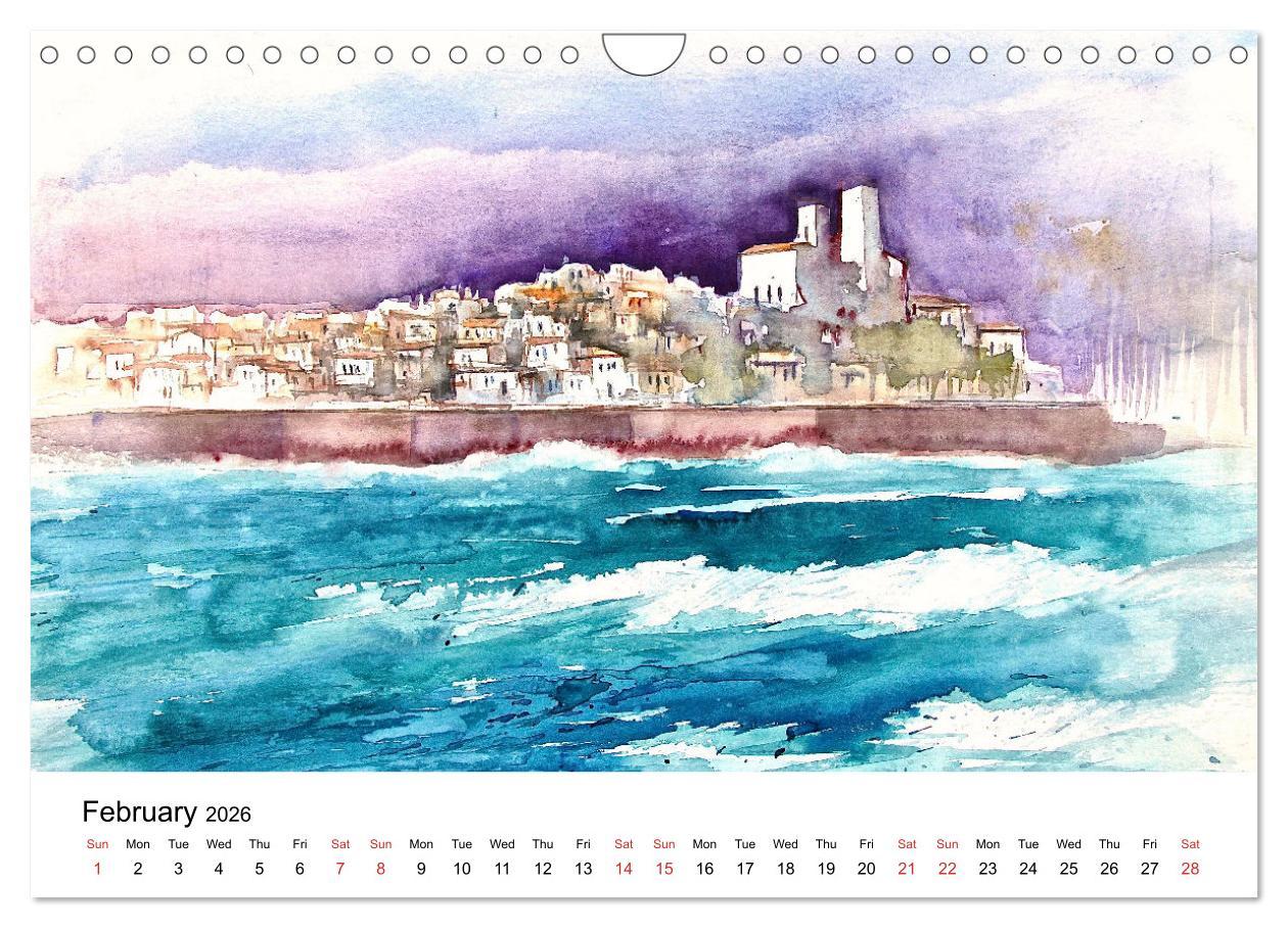 Beispielinhalt (Bild) WATERCOLOR IMPRESSIONS (Wall Calendar 2026 DIN A4 landscape), CALVENDO 12 Month Wall Calendar