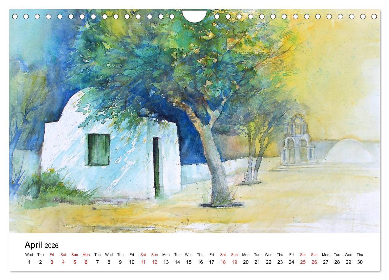 Beispielinhalt (Bild) WATERCOLOR IMPRESSIONS (Wall Calendar 2026 DIN A4 landscape), CALVENDO 12 Month Wall Calendar