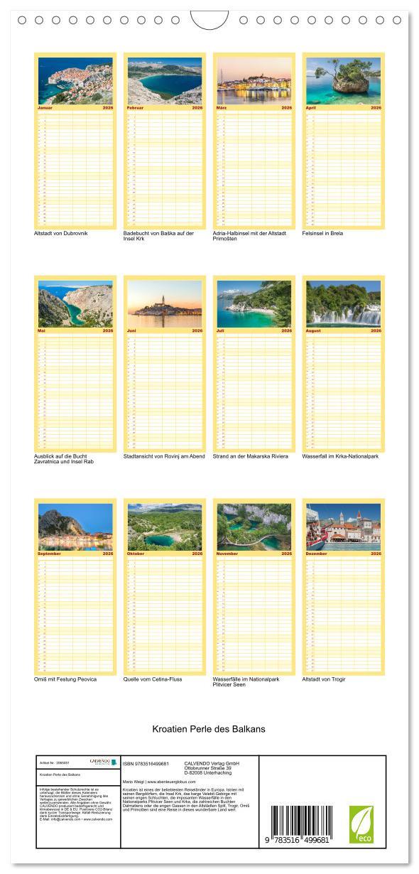 Beispielinhalt (Bild) Familienplaner 2026 - Kroatien Perle des Balkans mit 5 Spalten (Wandkalender, 21 x 45 cm) CALVENDO