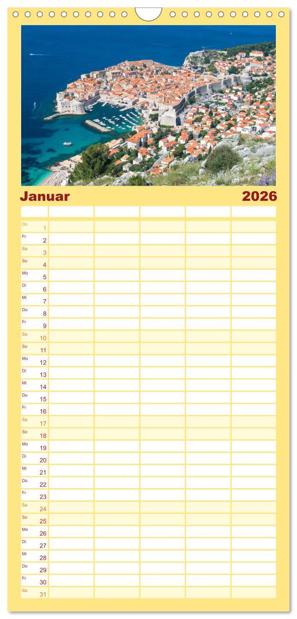 Beispielinhalt (Bild) Familienplaner 2026 - Kroatien Perle des Balkans mit 5 Spalten (Wandkalender, 21 x 45 cm) CALVENDO