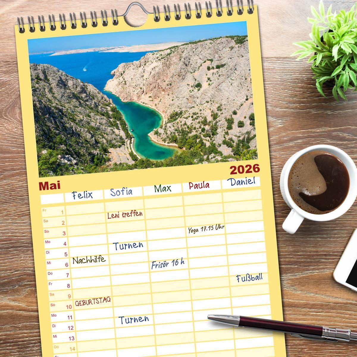 Beispielinhalt (Bild) Familienplaner 2026 - Kroatien Perle des Balkans mit 5 Spalten (Wandkalender, 21 x 45 cm) CALVENDO