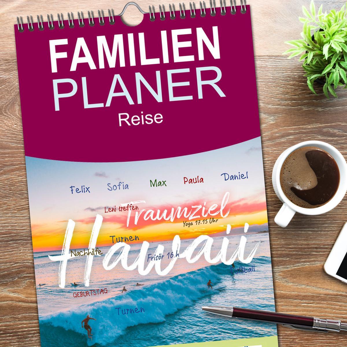 Beispielinhalt (Bild) Familienplaner 2026 - Hawaii Traumziel mit 5 Spalten (Wandkalender, 21 x 45 cm) CALVENDO