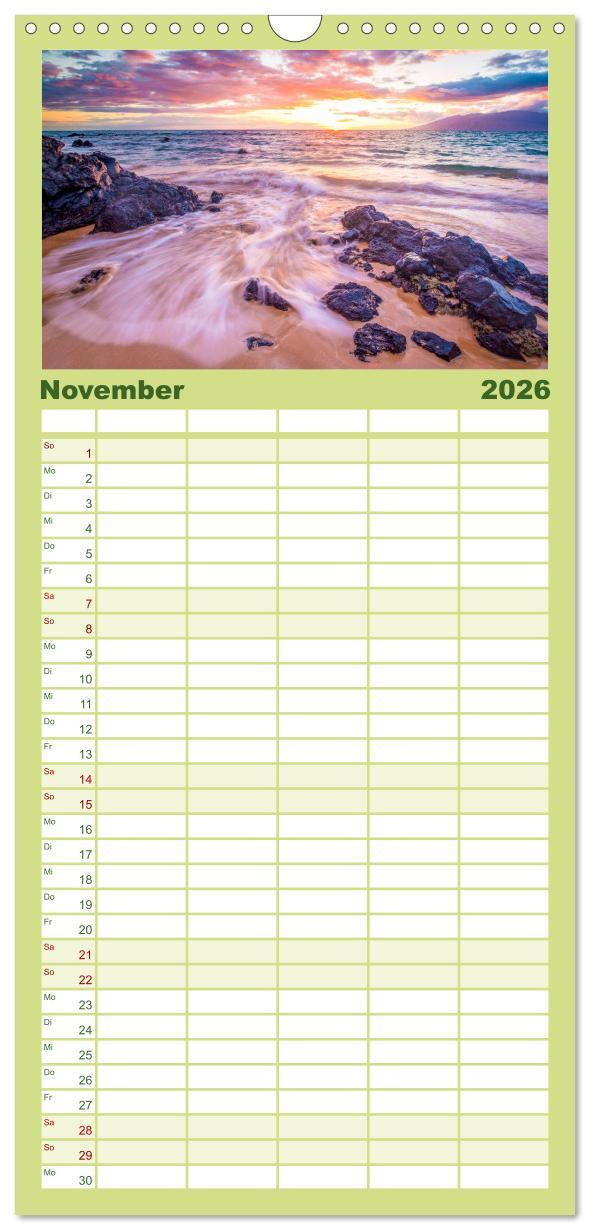 Beispielinhalt (Bild) Familienplaner 2026 - Hawaii Traumziel mit 5 Spalten (Wandkalender, 21 x 45 cm) CALVENDO