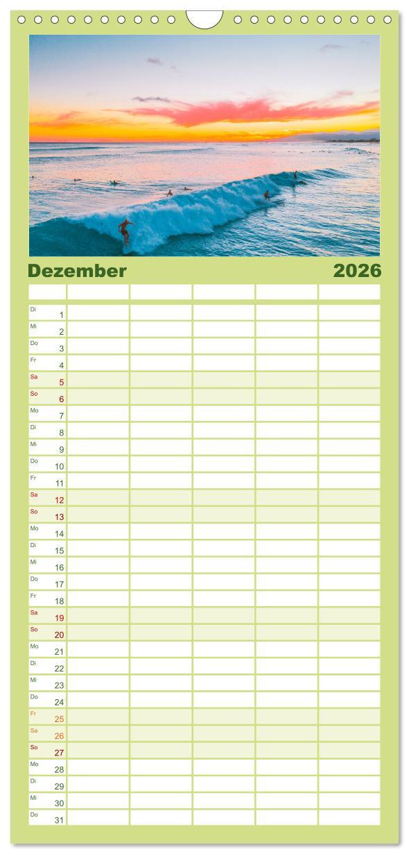 Beispielinhalt (Bild) Familienplaner 2026 - Hawaii Traumziel mit 5 Spalten (Wandkalender, 21 x 45 cm) CALVENDO