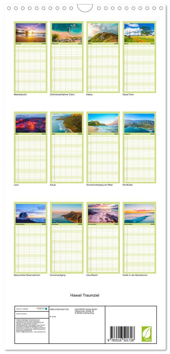 Beispielinhalt (Bild) Familienplaner 2026 - Hawaii Traumziel mit 5 Spalten (Wandkalender, 21 x 45 cm) CALVENDO