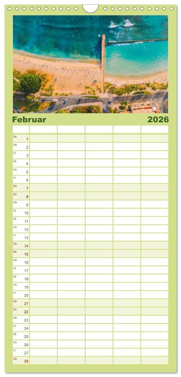 Beispielinhalt (Bild) Familienplaner 2026 - Hawaii Traumziel mit 5 Spalten (Wandkalender, 21 x 45 cm) CALVENDO
