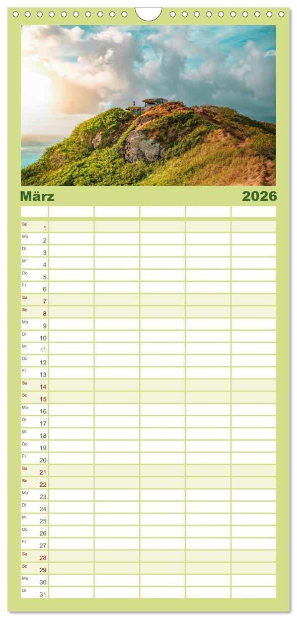 Beispielinhalt (Bild) Familienplaner 2026 - Hawaii Traumziel mit 5 Spalten (Wandkalender, 21 x 45 cm) CALVENDO