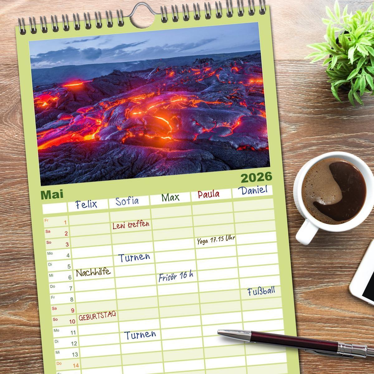 Beispielinhalt (Bild) Familienplaner 2026 - Hawaii Traumziel mit 5 Spalten (Wandkalender, 21 x 45 cm) CALVENDO