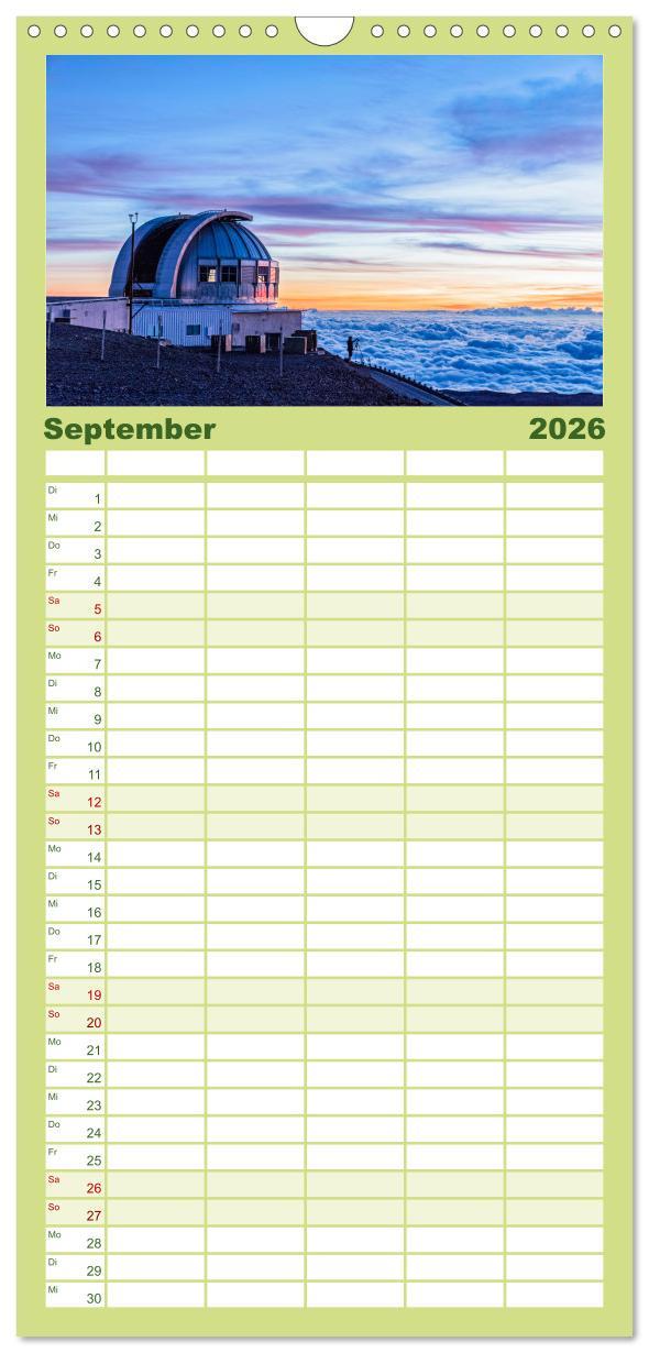 Beispielinhalt (Bild) Familienplaner 2026 - Hawaii Traumziel mit 5 Spalten (Wandkalender, 21 x 45 cm) CALVENDO