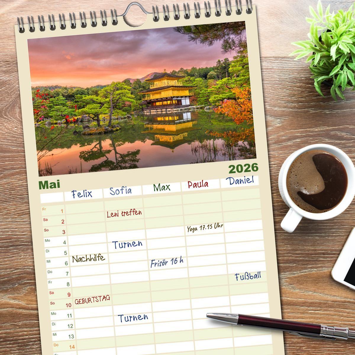 Beispielinhalt (Bild) Familienplaner 2026 - Japan - Im Land der aufgehenden Sonne. mit 5 Spalten (Wandkalender, 21 x 45 cm) CALVENDO