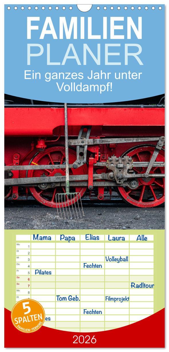Vorderes Coverbild Familienplaner 2026 - Ein ganzes Jahr unter Volldampf! mit 5 Spalten (Wandkalender, 21 x 45 cm) CALVENDO