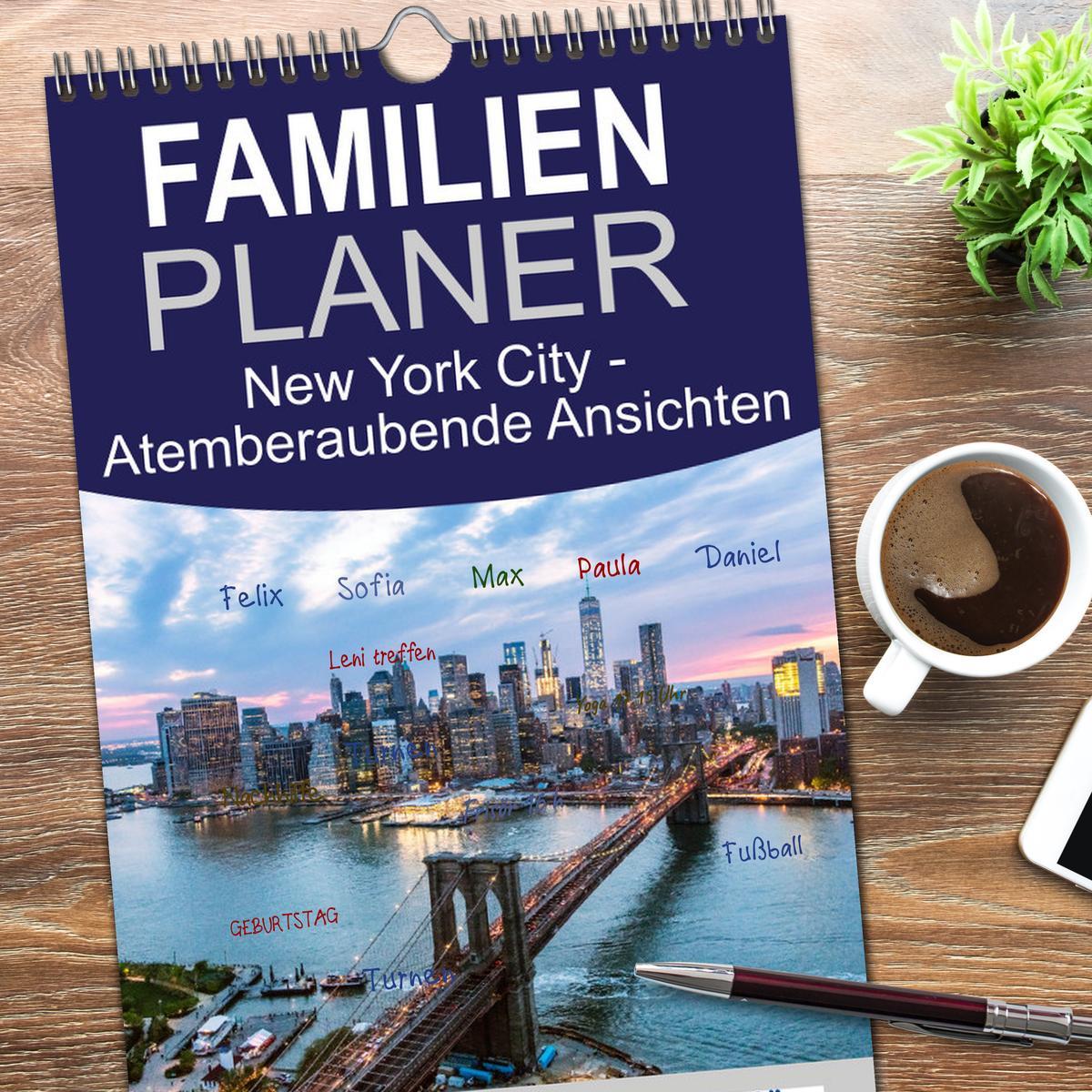 Beispielinhalt (Bild) Familienplaner 2026 - New York City - Atemberaubende Ansichten mit 5 Spalten (Wandkalender, 21 x 45 cm) CALVENDO