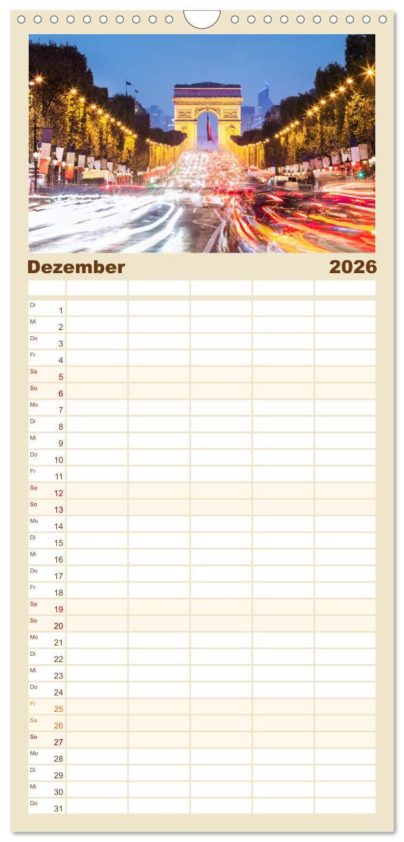 Beispielinhalt (Bild) Familienplaner 2026 - Paris - La Ville Lumière mit 5 Spalten (Wandkalender, 21 x 45 cm) CALVENDO