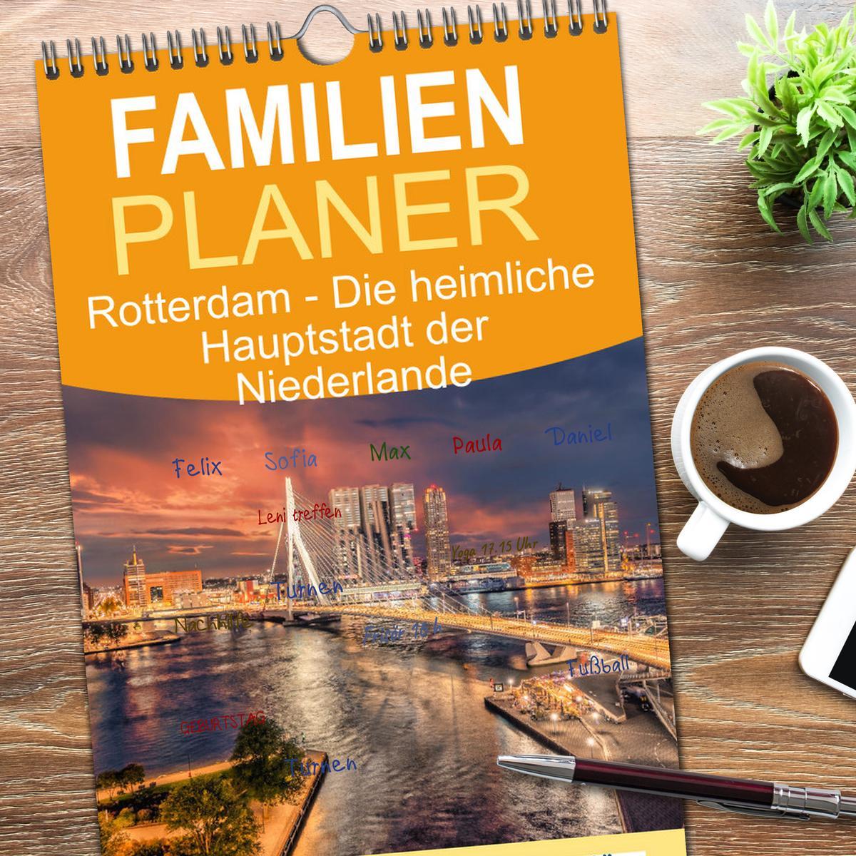 Beispielinhalt (Bild) Familienplaner 2026 - Rotterdam - Die heimliche Hauptstadt der Niederlande mit 5 Spalten (Wandkalender, 21 x 45 cm) CALVENDO