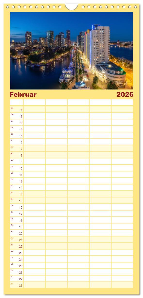 Beispielinhalt (Bild) Familienplaner 2026 - Rotterdam - Die heimliche Hauptstadt der Niederlande mit 5 Spalten (Wandkalender, 21 x 45 cm) CALVENDO