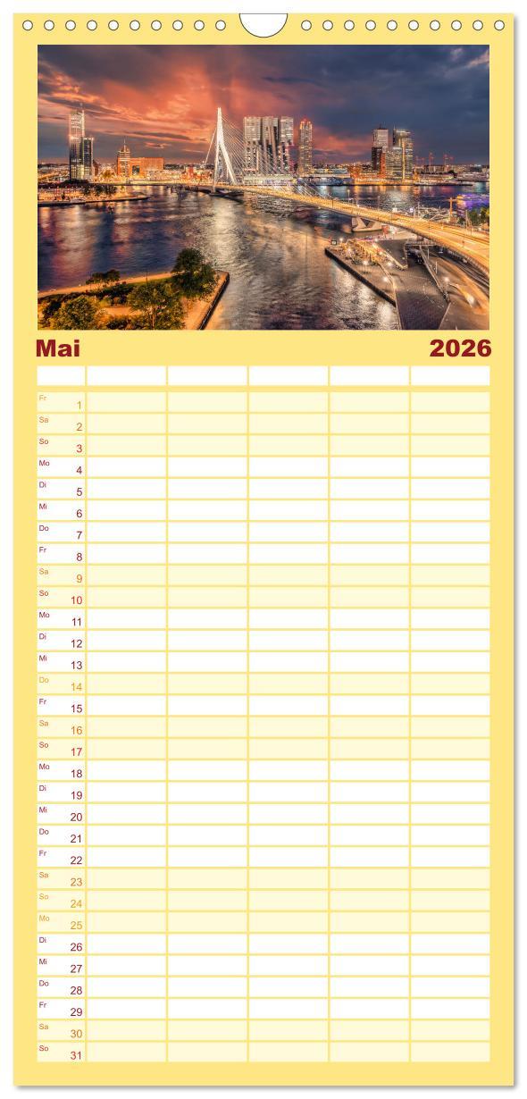 Beispielinhalt (Bild) Familienplaner 2026 - Rotterdam - Die heimliche Hauptstadt der Niederlande mit 5 Spalten (Wandkalender, 21 x 45 cm) CALVENDO